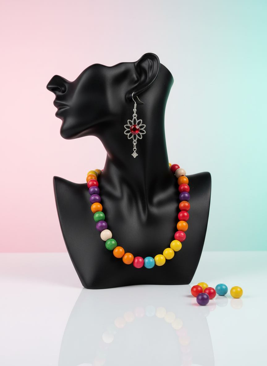 Earrings with necklace